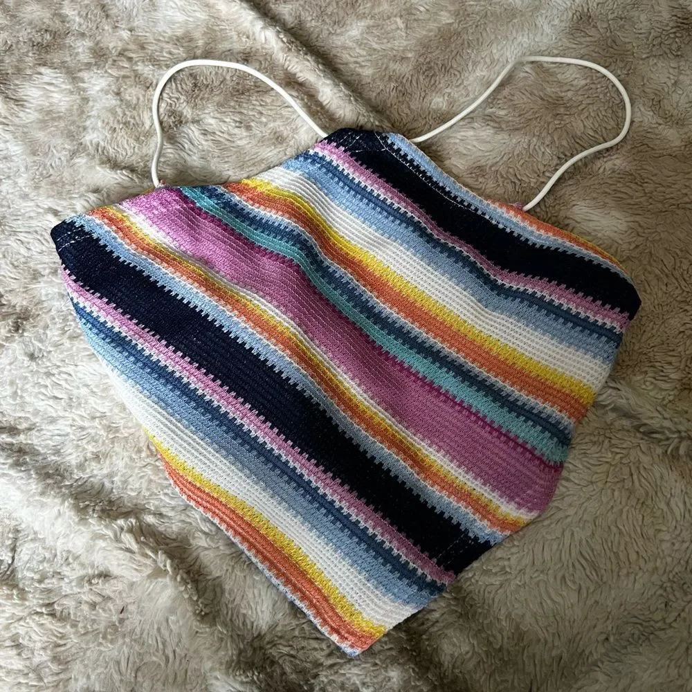 SHEIN Striped Backless Bandana Crop Top - Picture 7 of 7